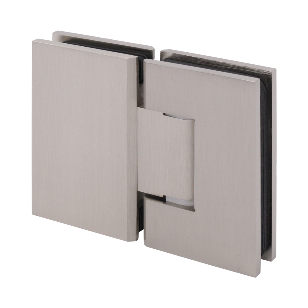 Shower door hinge glass-glass 180°, with cover, opening on both sides