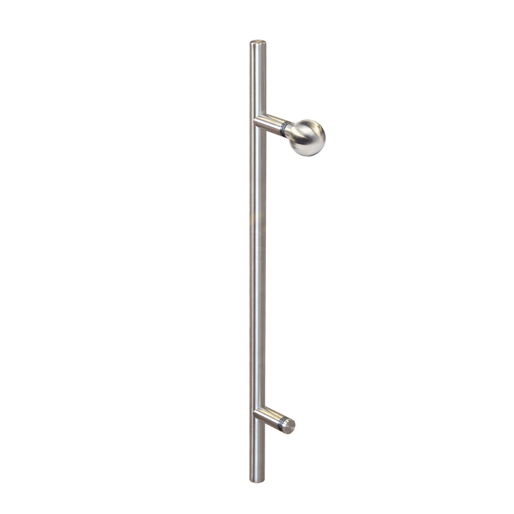 Straight single-sided pull handle with ball, Ø 25 mm, stainless steel AISI 304