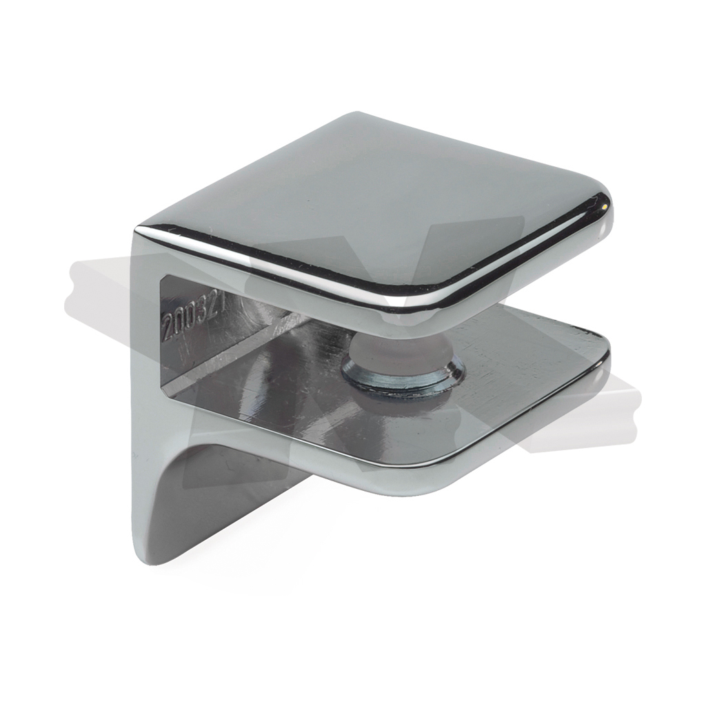 Glass shelf support 30 mm, with extended wall connection, matt chrome plated
