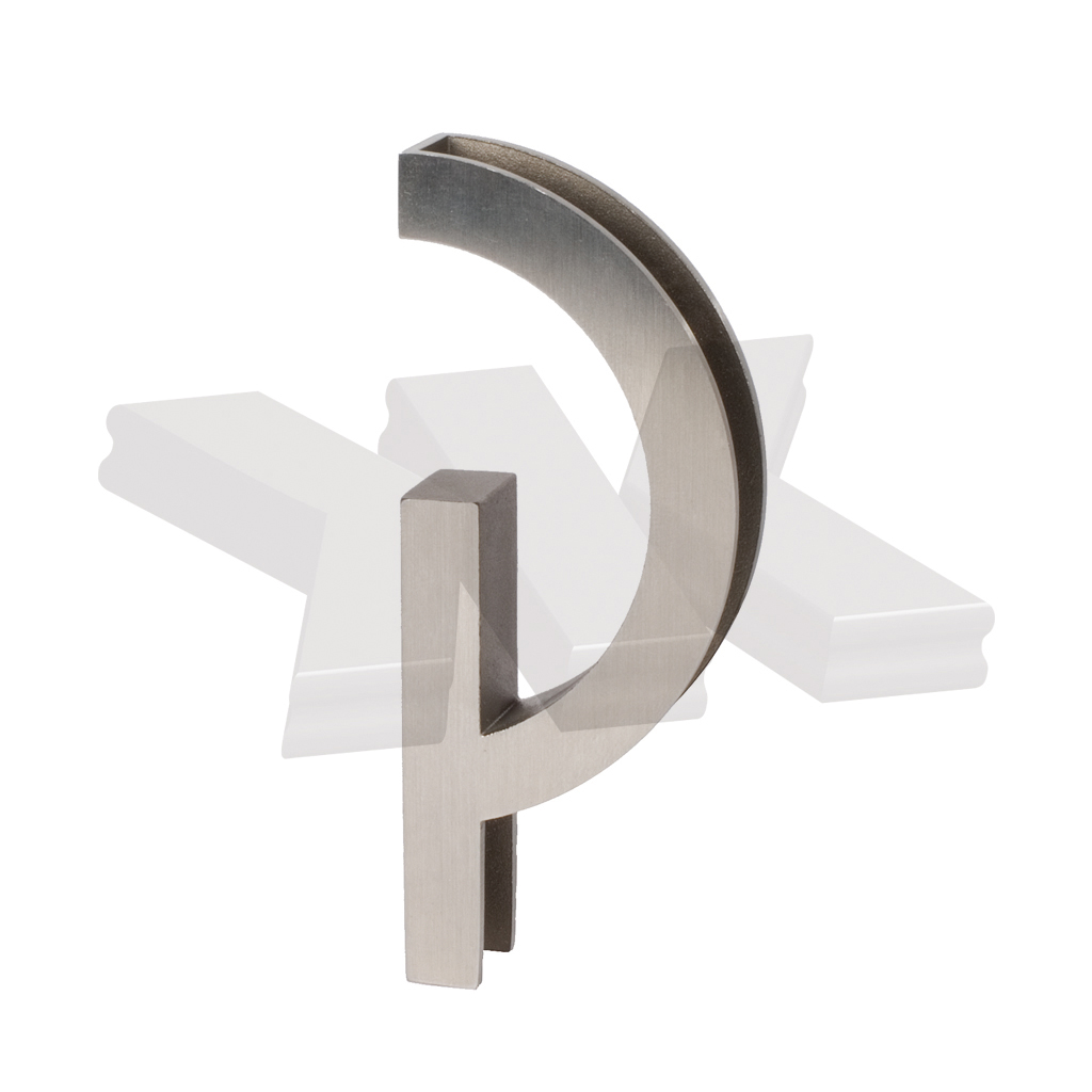 G-sliding door handle, radius: 33 mm, stainless steel AISI 305