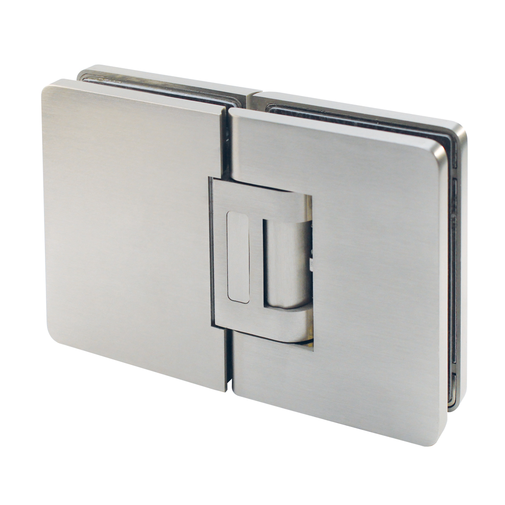 Hydraulic hinge for swing door, glass-glass with cover