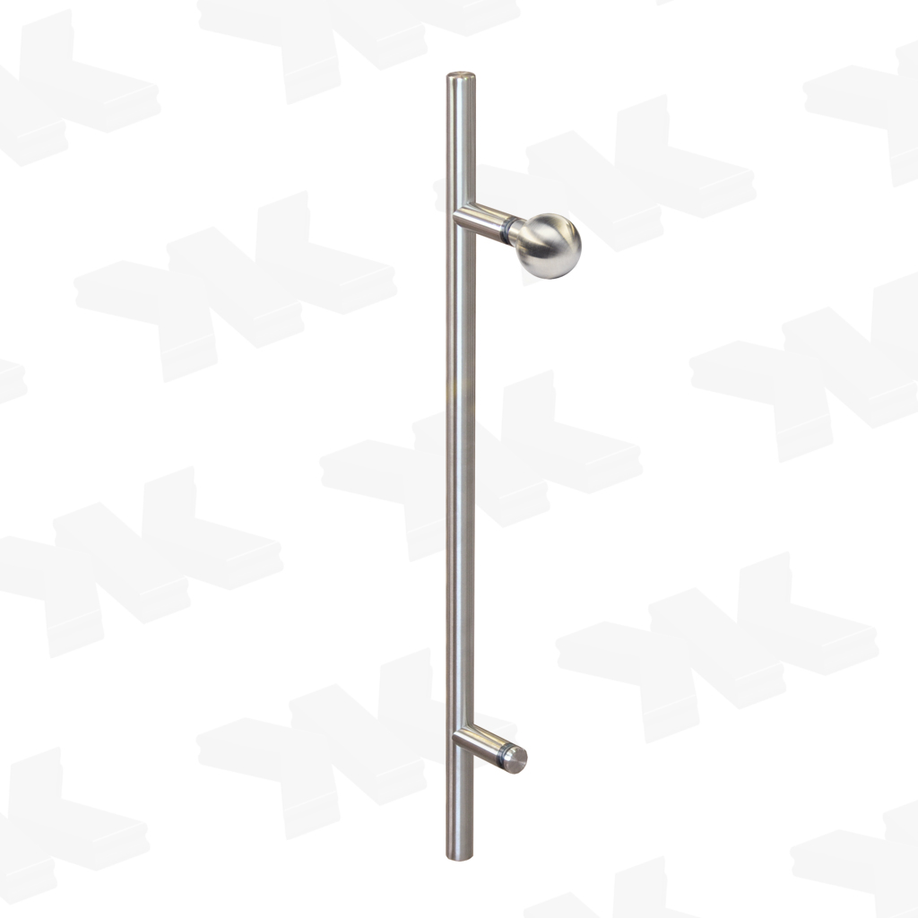 Straight single-sided pull handle with ball, Ø 25 mm, stainless steel AISI 304