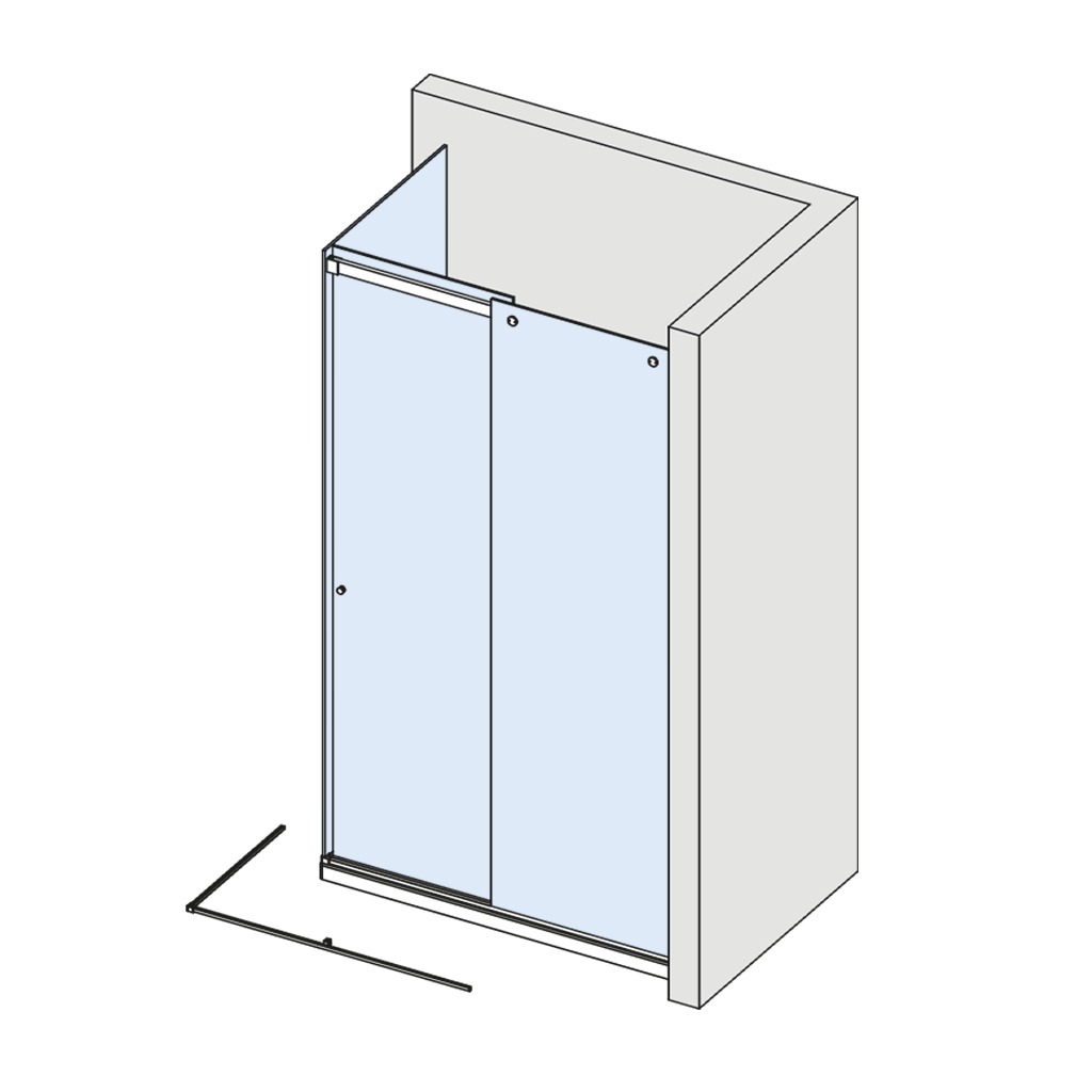 Corner shower with two fixed parts, track length 1500 mm