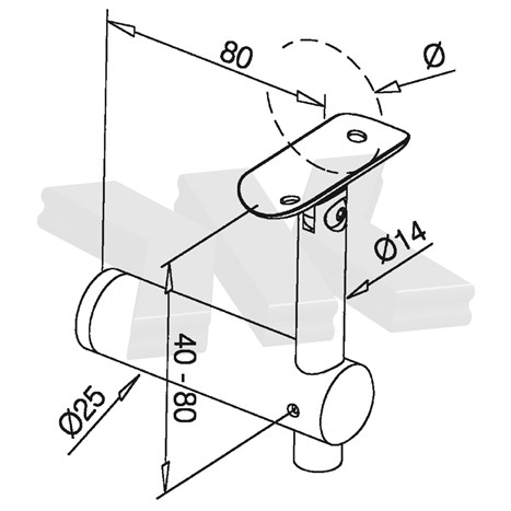 Handrail bracket flat connection, flexible
