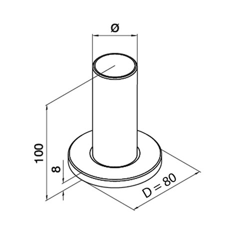 Baluster post flange for tube Ø 42,4 mm
