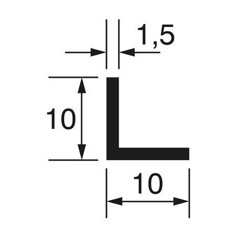 L-Profile 10x10x1,5mm, white