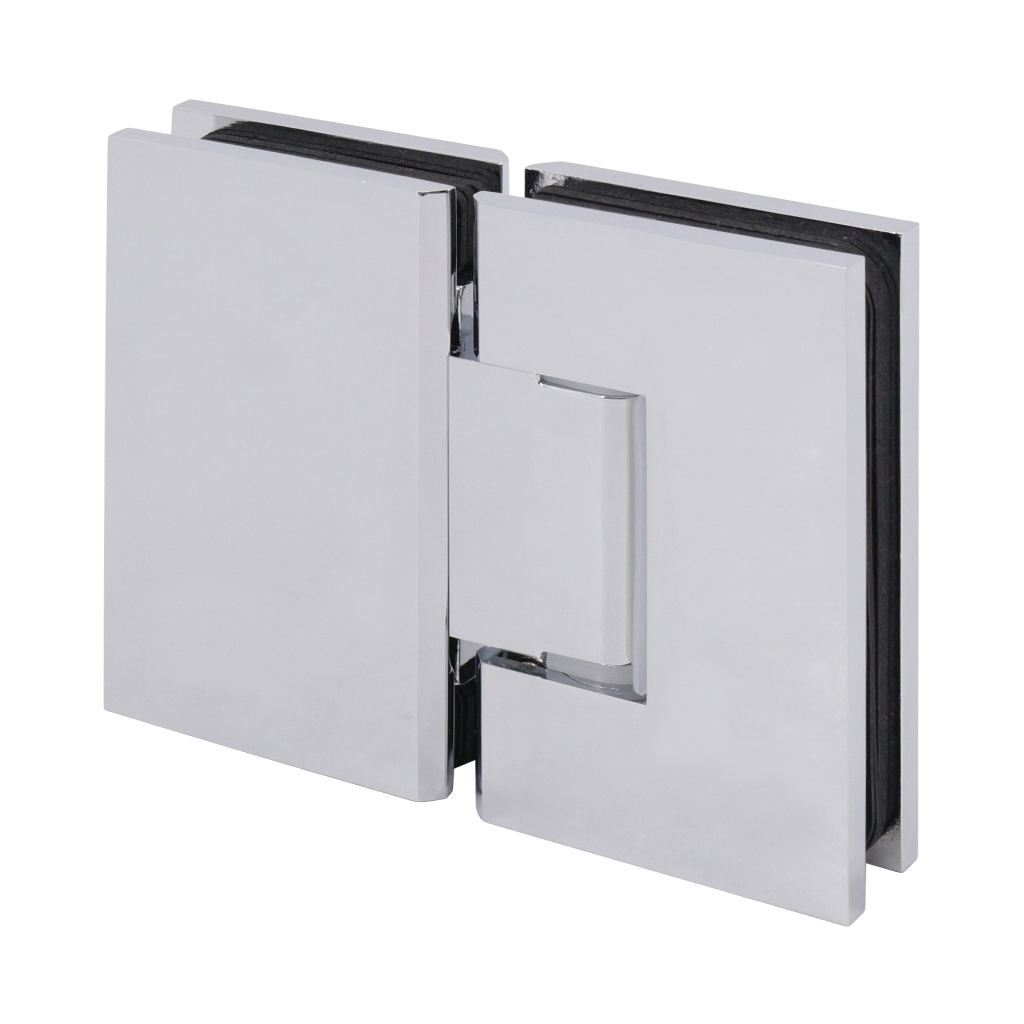 Shower door hinge glass-glass 180°, with cover, opening on both sides