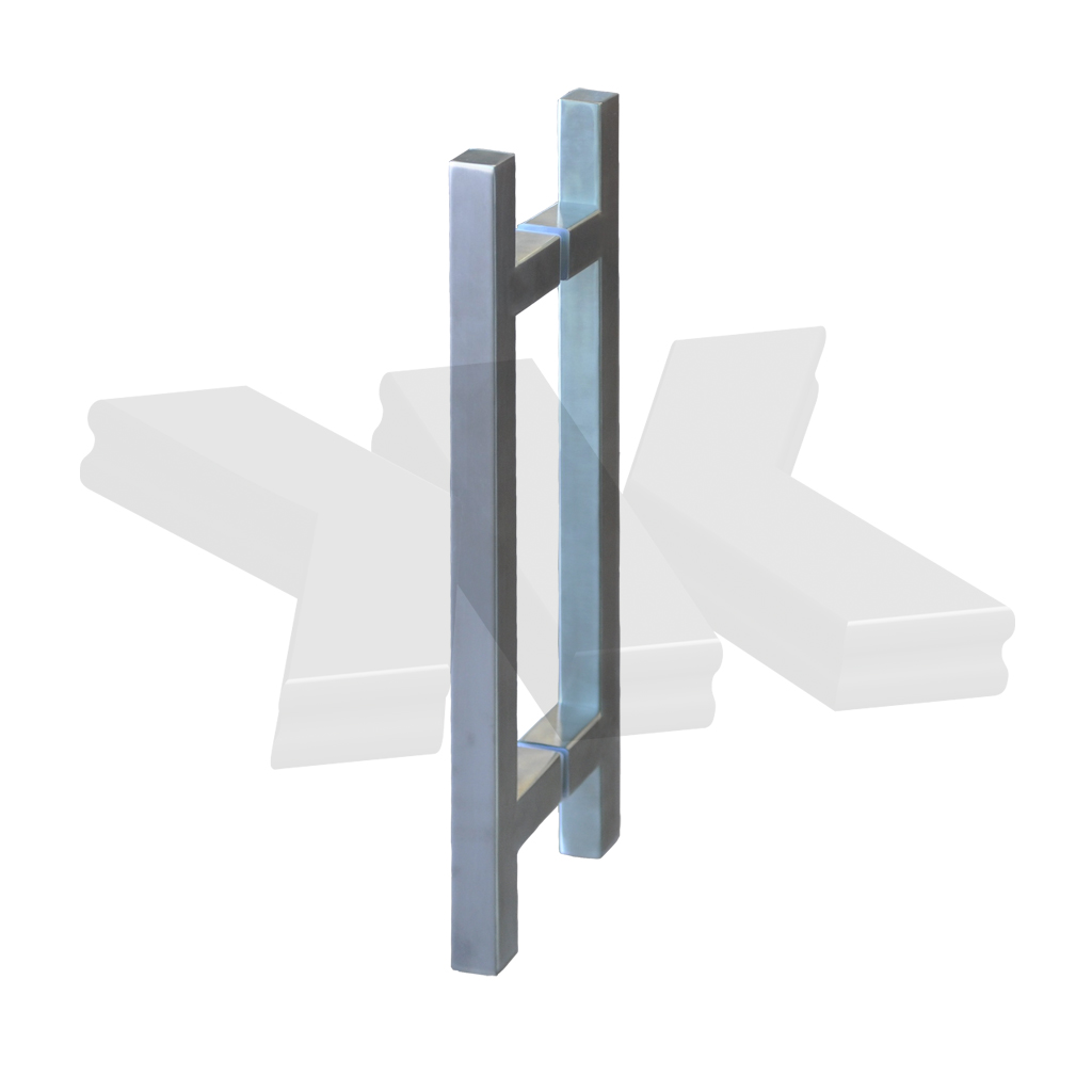 Pull handle square, 25 x 25 mm, stainless steel AISI 304