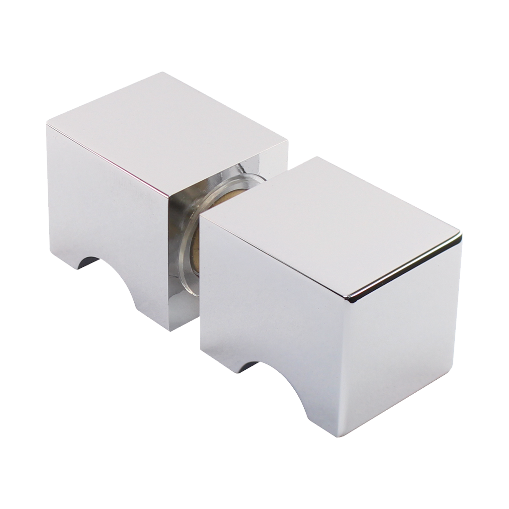 Shower door handle, 27 x 27 mm, chrome plated, 1 pair