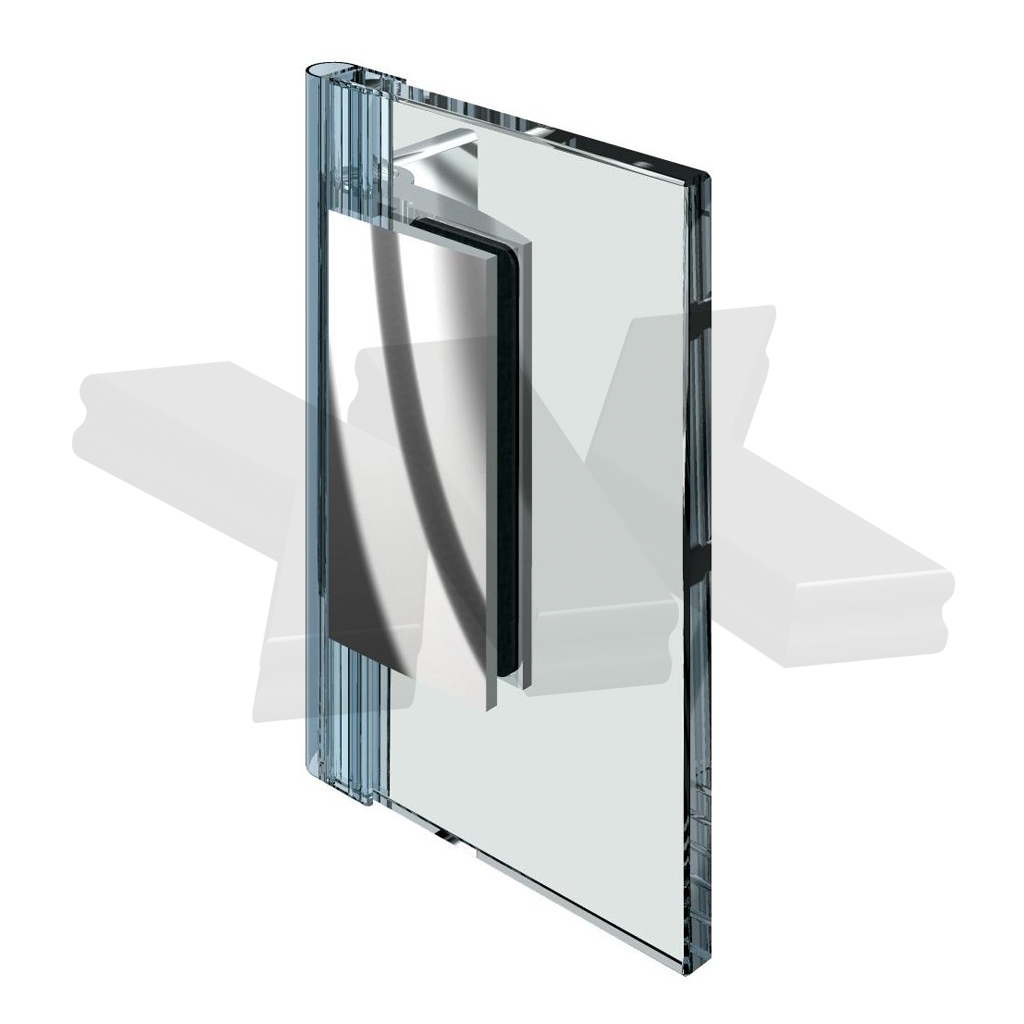 Shower door hinge Farfalla, glass-wall 90°, opening inward