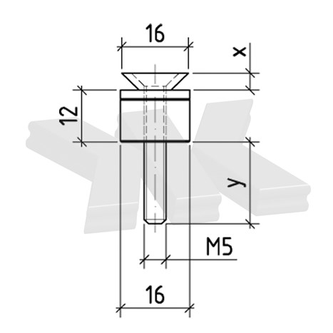 Countersunk point fitting, rigid, Ø 16/16 mm