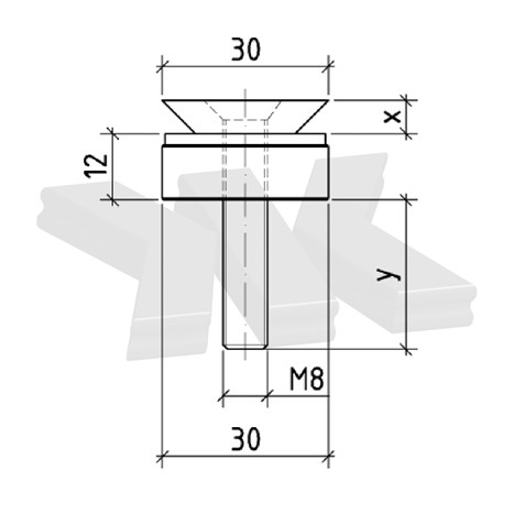 Countersunk point fitting, rigid, Ø 30/30 mm