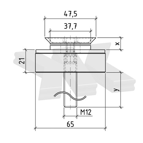 Countersunk point fitting, rigid, Ø 65/48 mm, flat