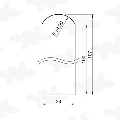 End cap for dry glazing profile KTP2475, 24x107 mm