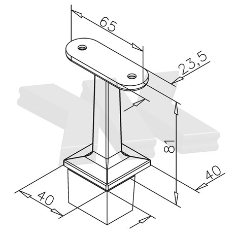 Handrail bracket for post 40x40 mm, rigid