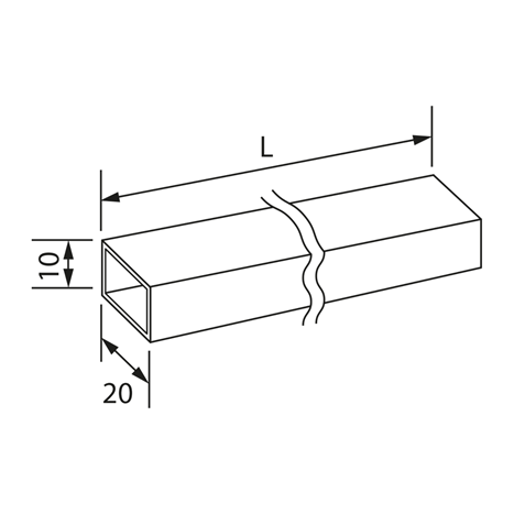 Supporter bar rectangular, 10 x 20 mm