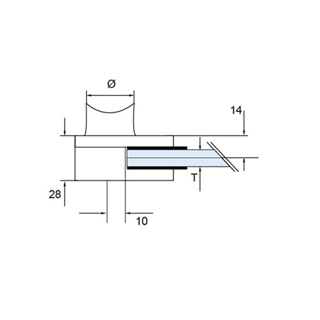 Glass clamp 18, connection Ø 42,4 mm, 10,76 mm