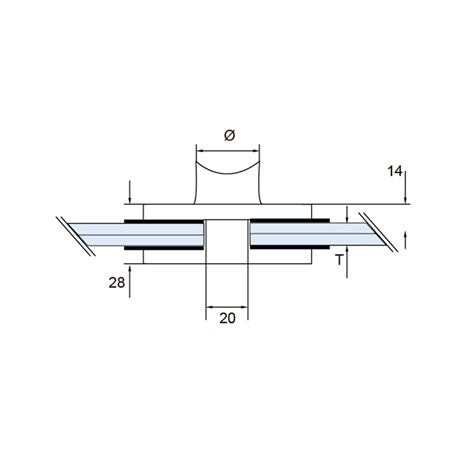 Glass clamp 18, flat connection, 8 mm
