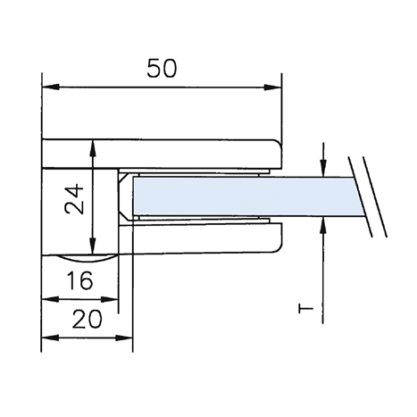 Glass clamp 00, flat connection, ESG 8 mm
